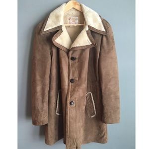 VINTAGE Genuine Leather Winter Coat Sherpa